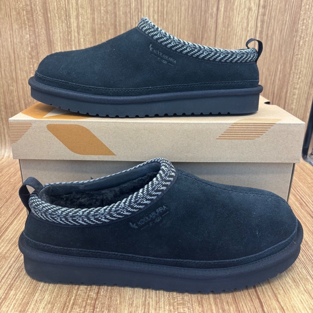 Koolaburra by UGG Burree Slippers Women 8 Black Suede Faux Fur Mules 1159730 NEW